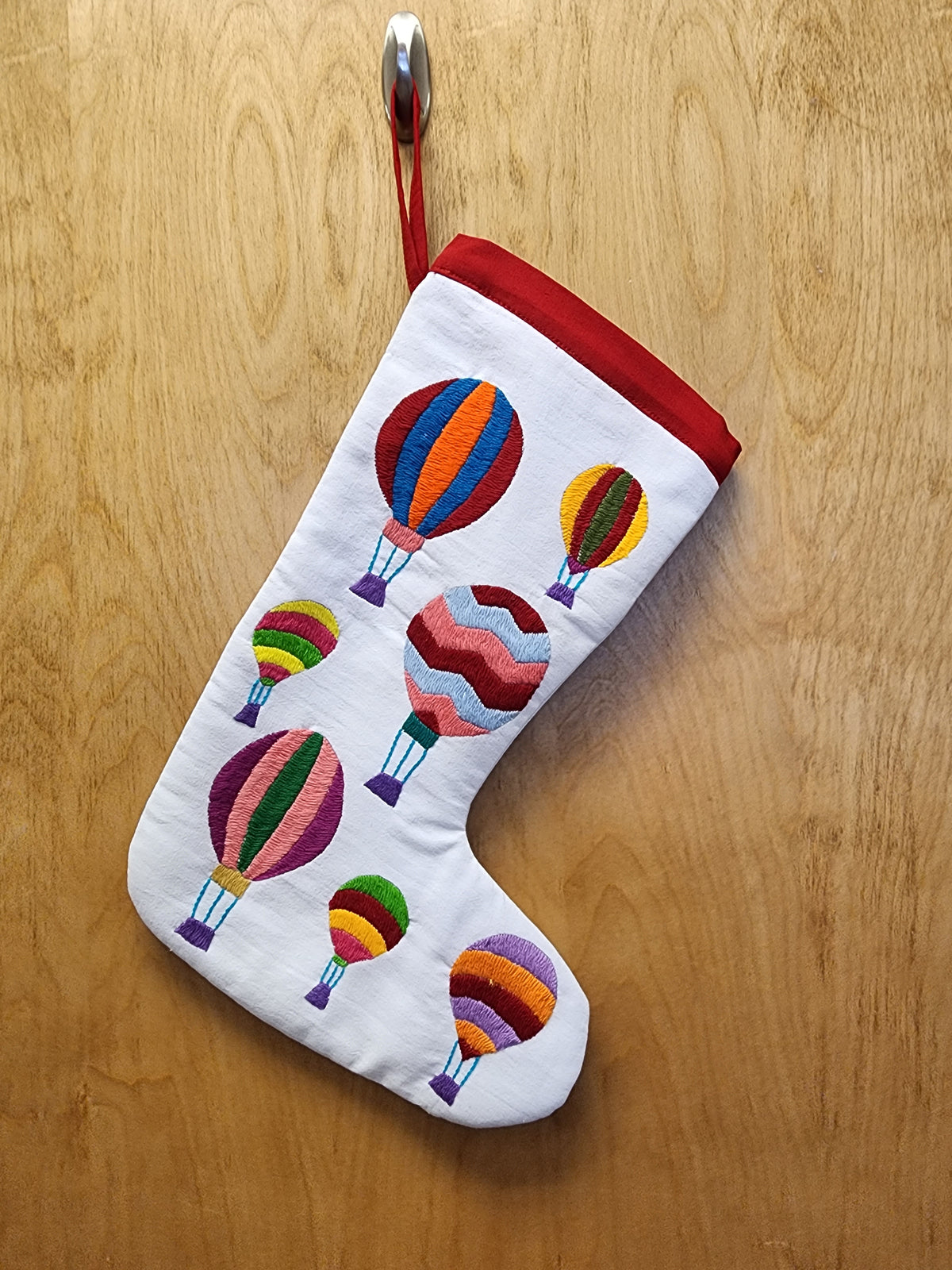Hand Embroidered Balloon Stocking